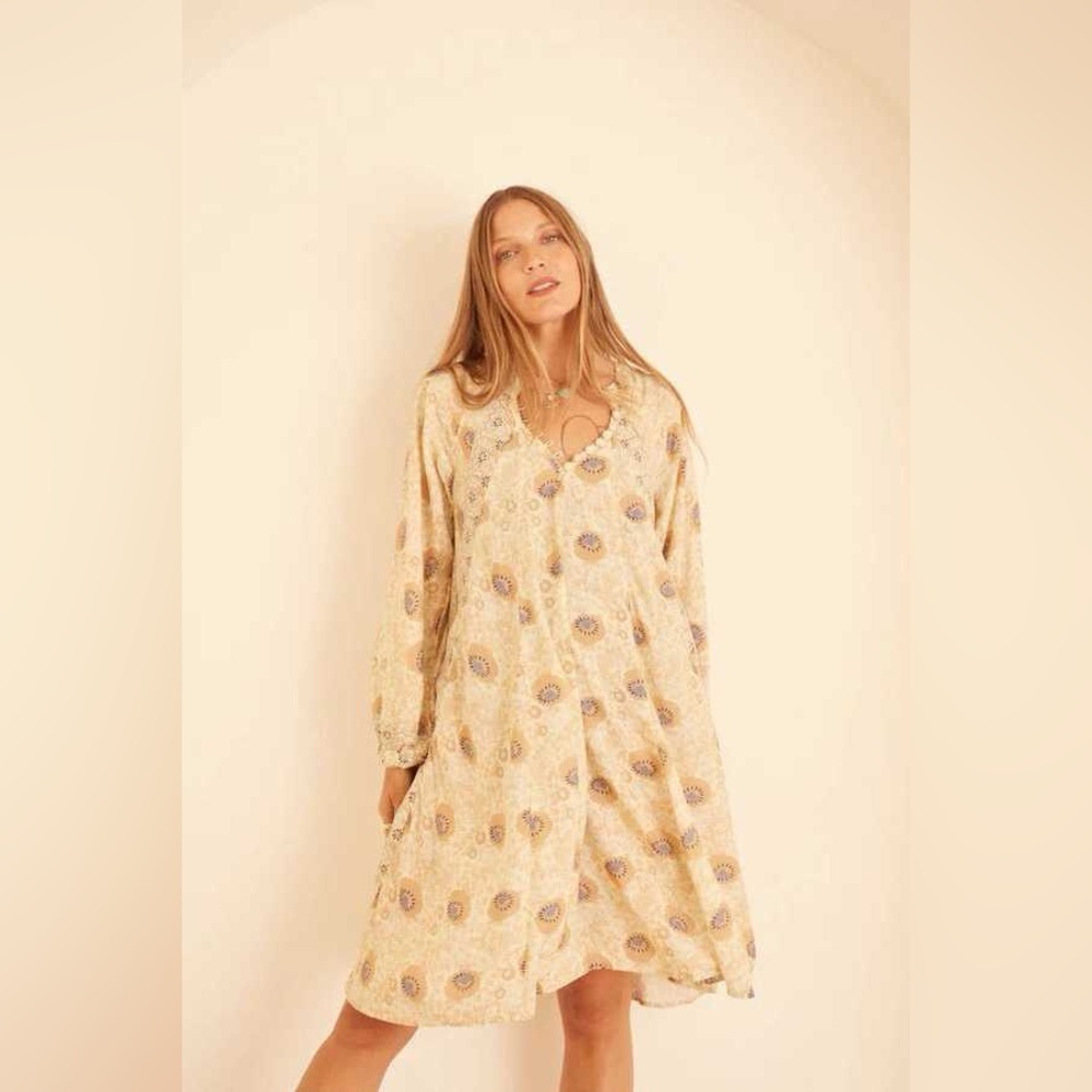 Natalie Martin Fiore short dress Vintage flowers sand